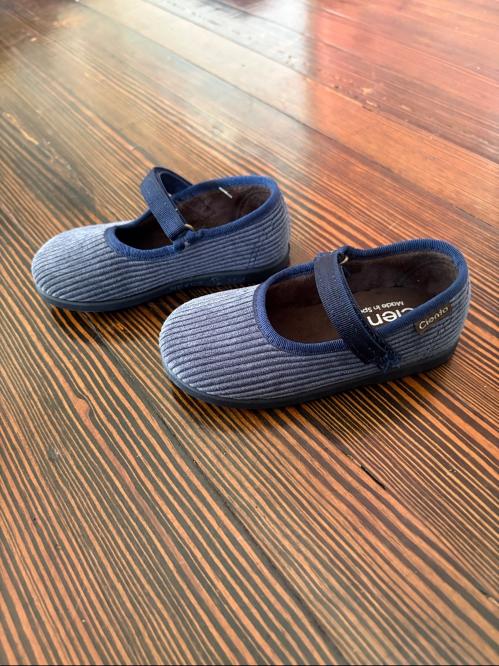 Cienta Blue Kids Mary Jane Corduroy Shoes